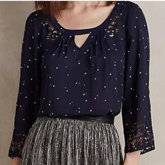 Anthro Maeve Teni to the Stars Laser Cut Blouse. 2 - Picture 1 of 10